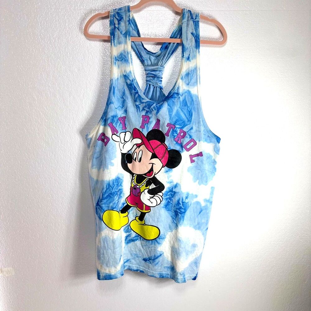 Disney Vintage Mickey Mouse Tank Top Blue Tie Dye Beach Cover